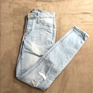 Light Wash Ripped Skinny Jeans- size double zero